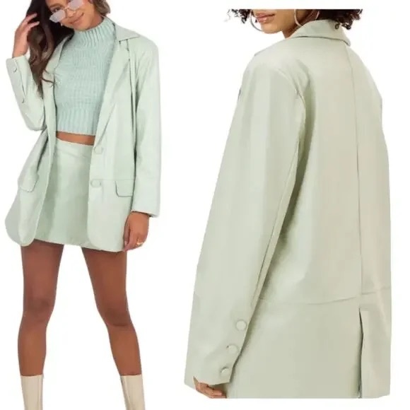 For Love & Lemons Mint Oversized Blazer in S - Picture 2 of 6